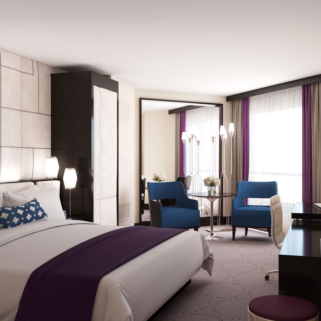 Caesars Harrahs Las Vegas Typical King Room Rendering